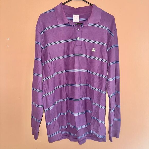 Brooks Brothers Men's Golden Fleece Performance Long Sleeve Polo Shirt Purple M - Picture 4 of 9